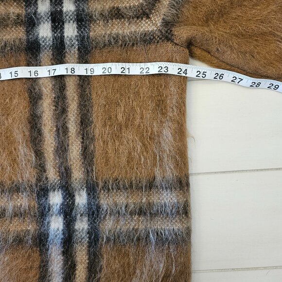 Burberry Mohair Cashmere Wool Blend Brown Checked Sweater - Size M - Picture 7 of 9